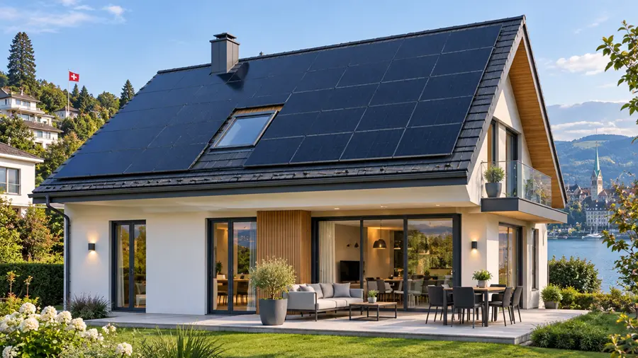 Solarmodule Ersatz Zürich nach Hagelschaden auf einem Hausdach